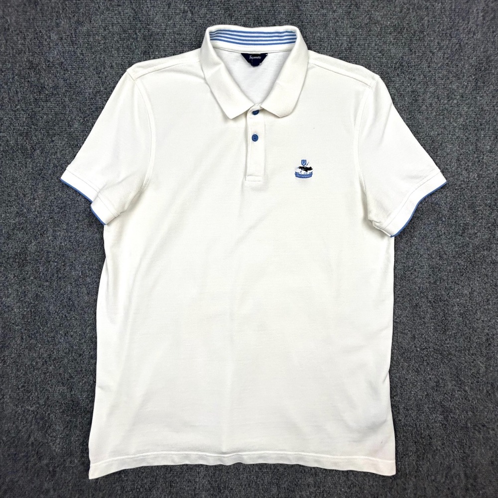Faconnable Polo Shirt Mens XXL White Club Pique Short Sleeve Embroidered Logo